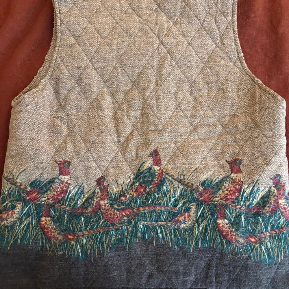 Quilted Pheasant Vest  - vintage Grandpacore Cottagecore -Cottagecore Gilet - Picture 6 of 10